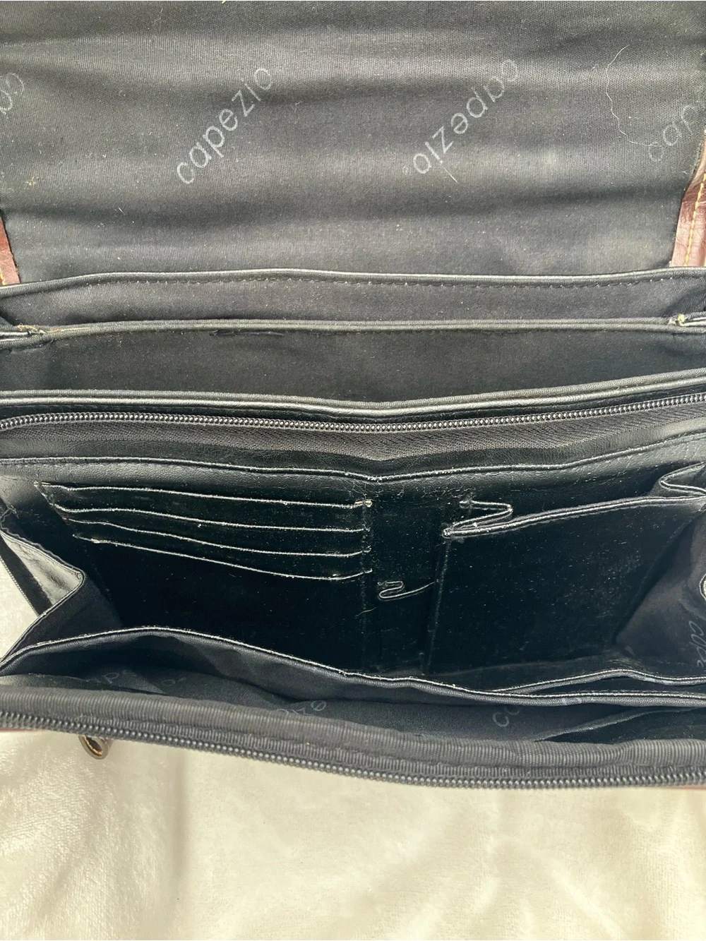 Capezio Black Briefcase with Brown Trim and Gold Hardware
